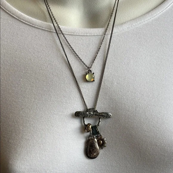 Silver Pendant Necklace with Charms - Picture 2 of 4